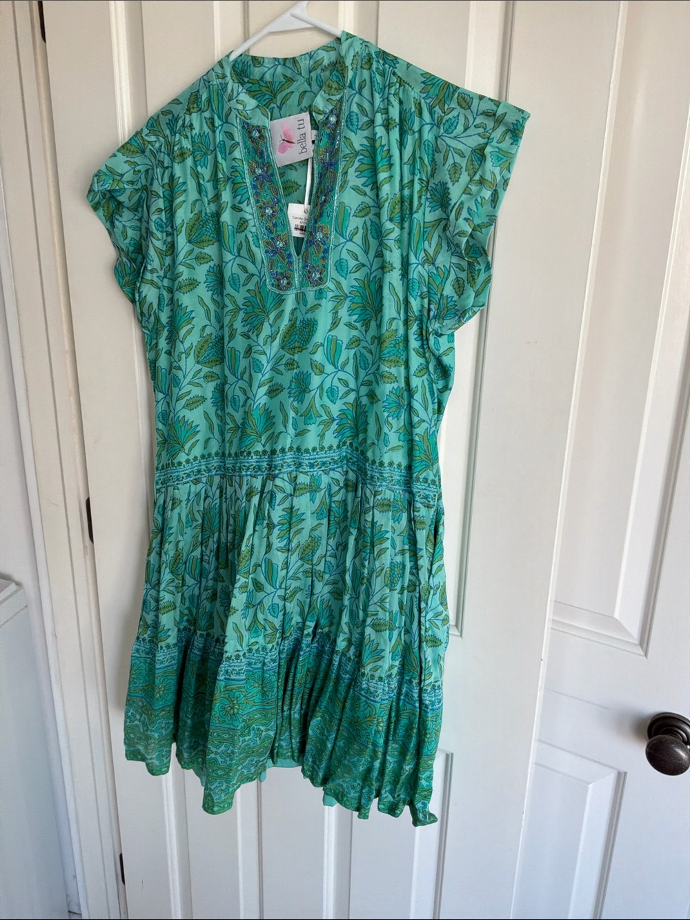 Bella Tu Teal Floral Casual Midi Dress